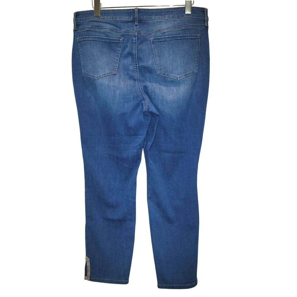 NYDJ Ami‎ Skinny Blue Jeans Crop Ankle Slit Womens Sz 16 Plus Ladera